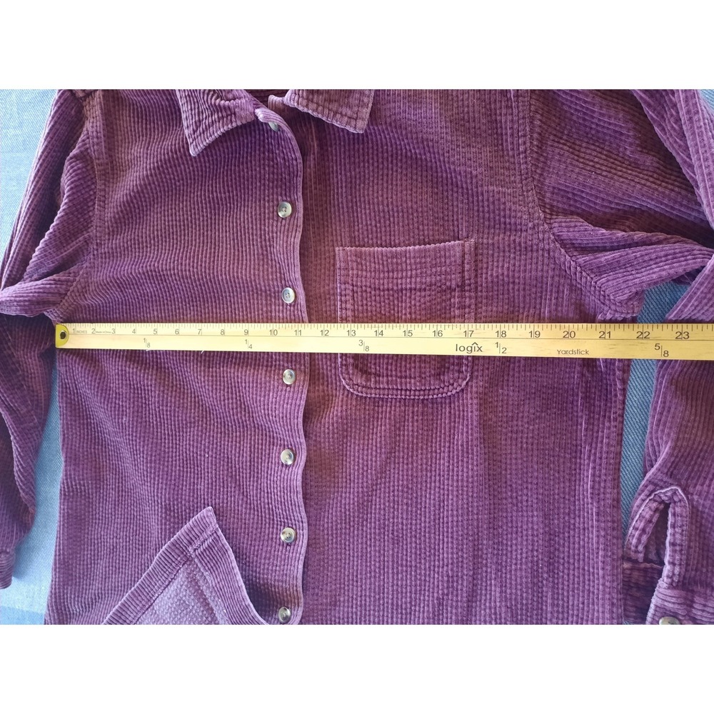 LL Bean Womens Medium Corduroy Pocket Button Down Shirt Plum Purple Cotton - Picture 5 of 9